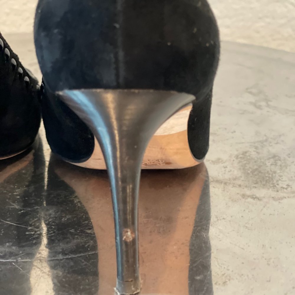 COACH Smith Black Suede Pointed Toe Studded Pumps - Picture 7 of 8